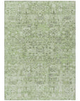 Parallel Bands Green Washable Indoor-Outdoor Rug