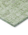 Parallel Bands Green Washable Indoor-Outdoor Rug