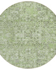 Parallel Bands Green Washable Indoor-Outdoor Rug