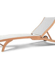 HiTeak Pearl Teak Outdoor Reclining Chaise Lounger Wheels