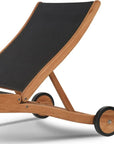 HiTeak Pearl Teak Outdoor Reclining Chaise Lounger Wheels