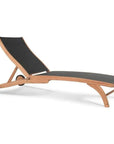 HiTeak Pearl Teak Outdoor Reclining Chaise Lounger Wheels