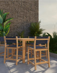 Pearl Teak Patio Counter Height Dining Set 7PC-Outdoor Dining Sets-HiTeak-Blue-LOOMLAN