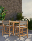 Pearl Teak Patio Counter Height Dining Set 7PC-Outdoor Dining Sets-HiTeak-Taupe-LOOMLAN