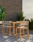 Pearl Teak Patio Counter Height Dining Set 7PC-Outdoor Dining Sets-HiTeak-White-LOOMLAN
