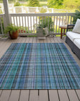 Addison Rugs Plaid Teal Washable Indoor-Outdoor Rug