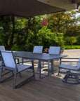 Prism Aluminum Sling Dining Set Table Seats 6-Outdoor Dining Sets-Castelle-LOOMLAN