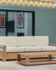 HiTeak Qube Teak Deep Outdoor Couch Sunbrella Cushions