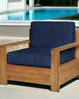 HiTeak Qube Teak Outdoor Club Chair Sunbrella Cushion