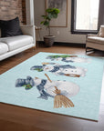 Raeanor Blue Washable Indoor-Outdoor Rug