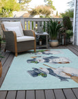 Raeanor Blue Washable Indoor-Outdoor Rug