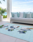 Raeanor Blue Washable Indoor-Outdoor Rug