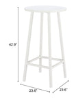 Zuo Modern Ren Aluminum White Outdoor Bar Table