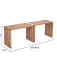 Zuo Modern Riviera Natural Wooden Extendable Outdoor Bench 2PC