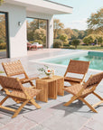 Zuo Modern Riviera Natural Wooden Extendable Outdoor Stool 2PC
