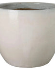 Emissary Round Distressed White Ceramic Planter