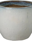 Emissary Round Distressed White Ceramic Planter