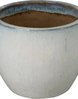 Emissary Round Distressed White Ceramic Planter