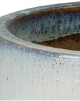 Emissary Round Distressed White Ceramic Planter