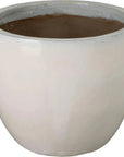 Emissary Round Distressed White Ceramic Planter