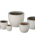 Emissary Round Distressed White Ceramic Planter