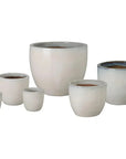 Emissary Round Distressed White Ceramic Planter