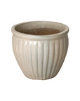 Round Ridge White Ceramic Planter
