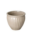 Round Ridge White Ceramic Planter