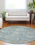 LOOMLAN Rugs Savarna Blue Washable Indoor-Outdoor Rug