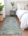 LOOMLAN Rugs Savarna Blue Washable Indoor-Outdoor Rug