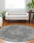 LOOMLAN Rugs Scarlune Gray Washable Indoor-Outdoor Rug