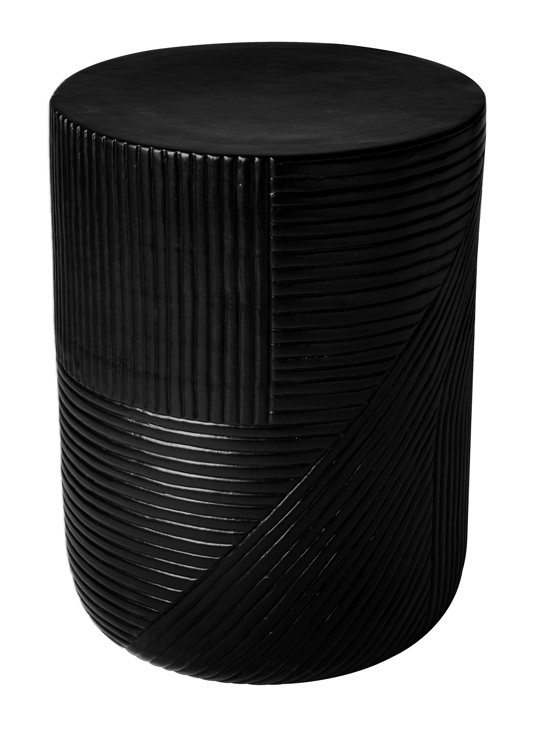 Serenity Textured Side Table 14&quot; Black Outdoor Accent Table-Outdoor Side Tables-Seasonal Living-LOOMLAN