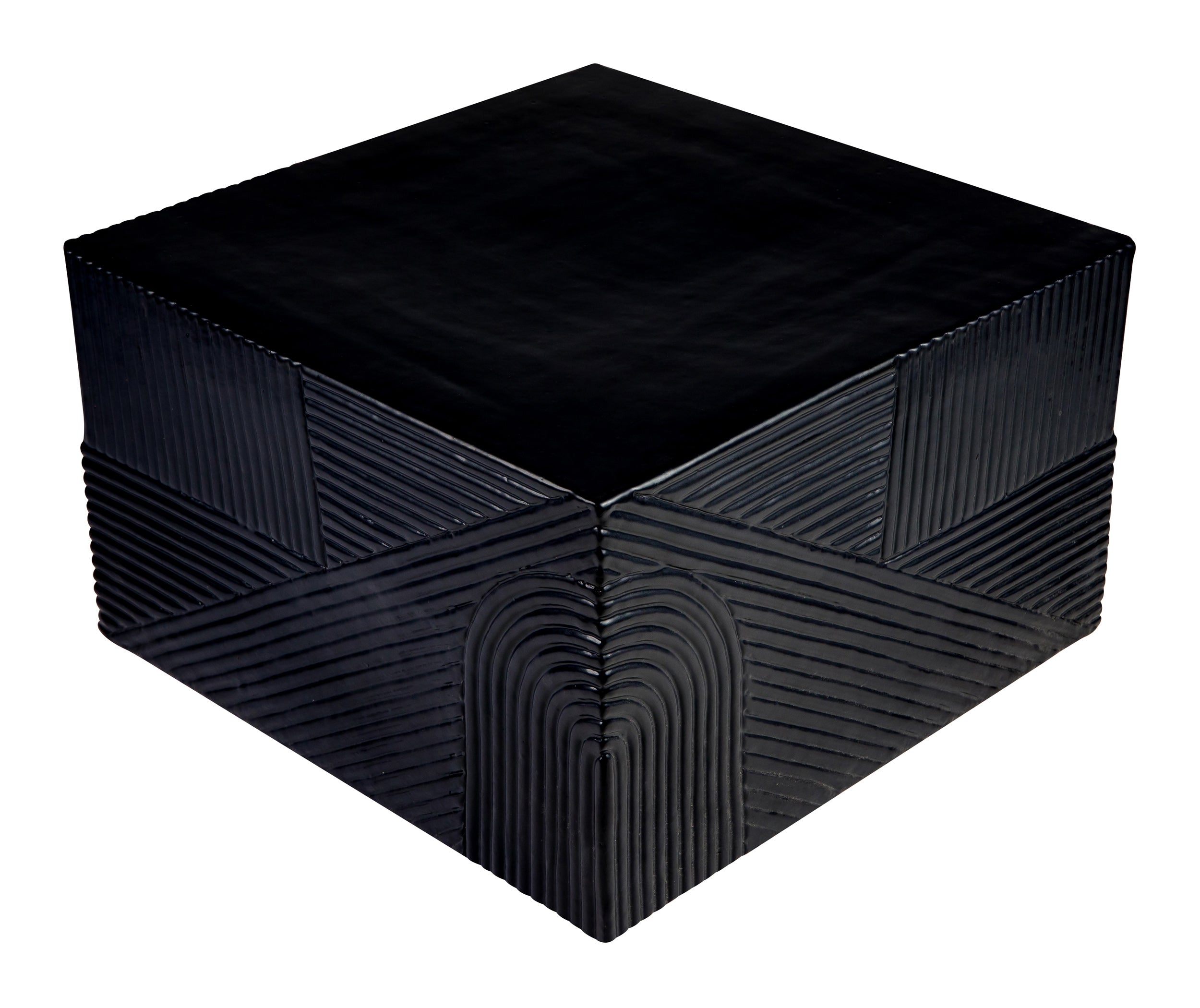 Serenity Textured Square Table 24&quot; - Black Outdoor Accent Table-Outdoor Side Tables-Seasonal Living-LOOMLAN