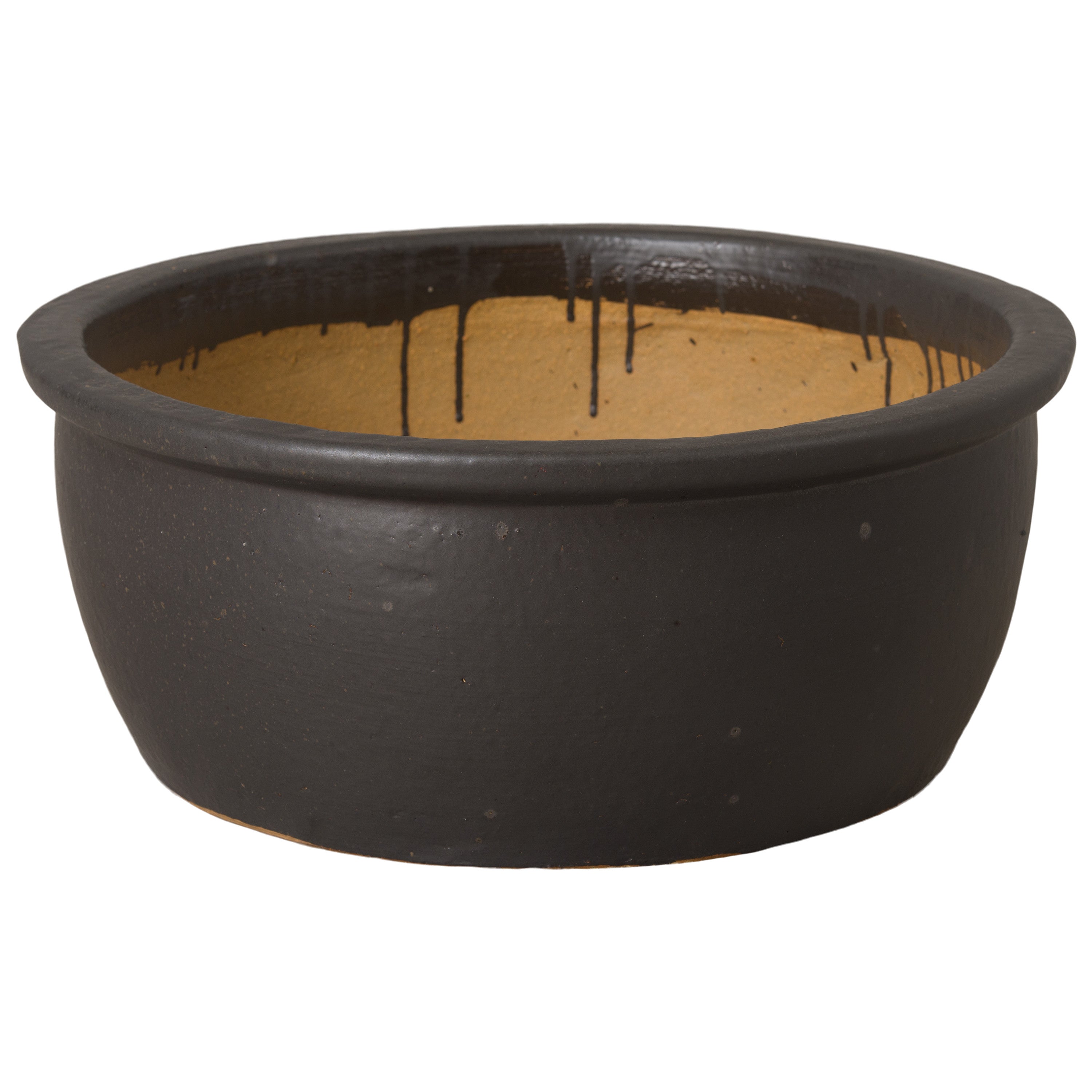Shallow Round Ceramic Lip Planter