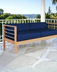 SoHo 3 - Person Teak Outdoor Couch Sunbrella Cushions - LOOMLAN - HiTeak - Outdoor Sofas & Loveseats