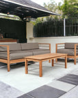 SoHo 4-Piece Teak Outdoor Patio Deep Seating Set with Sunbrella Cushions-Outdoor Lounge Sets-HiTeak-LOOMLAN
