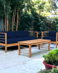 SoHo 4-Piece Teak Outdoor Patio Deep Seating Set with Sunbrella Cushions-Outdoor Lounge Sets-HiTeak-LOOMLAN