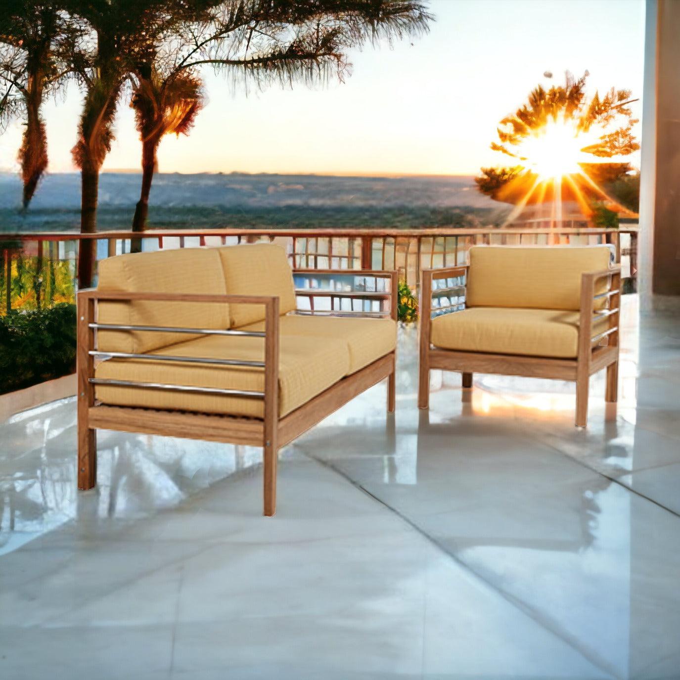 SoHo Teak Outdoor Club Chair with Sunbrella Cushion-Outdoor Lounge Chairs-HiTeak-LOOMLAN