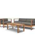 HiTeak SoHo Teak Patio Deep Sofa Set with Sunbrella 4PC