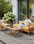 HiTeak SoHo Teak Patio Deep Sofa Set with Sunbrella 4PC