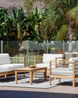 HiTeak SoHo Three Person Patio Sofa with Sunbrella Cushion