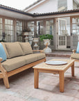 HiTeak Sonoma Teak Patio Deep Sofa Set with Sunbrella 4PC