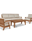 HiTeak Sonoma Teak Patio Deep Sofa Set with Sunbrella 4PC