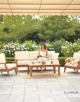 HiTeak Sonoma Teak Patio Deep Sofa Set with Sunbrella 4PC