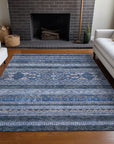Southwest Blue Washable Indoor-Outdoor Rug