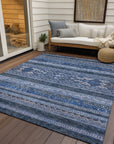 Southwest Blue Washable Indoor-Outdoor Rug