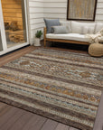 Southwest Brown Washable Indoor-Outdoor Rug