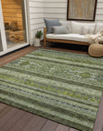 Southwest Green Washable Indoor-Outdoor Rug