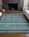Southwest Teal Washable Indoor-Outdoor Rug