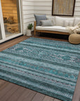 Southwest Teal Washable Indoor-Outdoor Rug